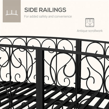 Outsunny 7' metal arch garden bridge side rails in black with decorative scrollwork on Tampa Home & Garden Store