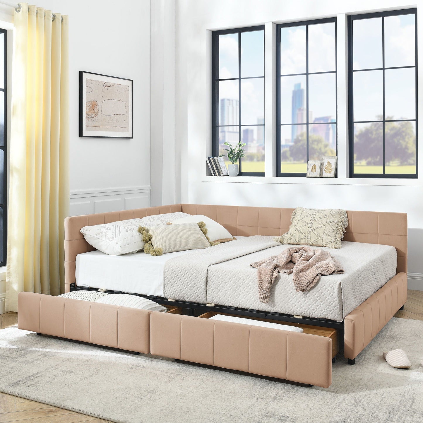 Mid-Century Upholstered Bed Frame and Backrest