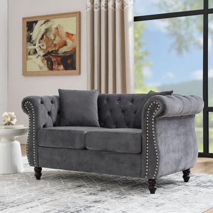 Chesterfield Sofa With Nailhead Trim and Cushions