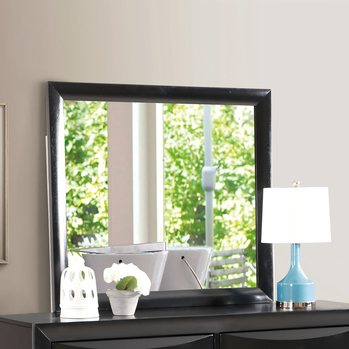 Marilla Mirror with Low Distortion Glass, black frame, HouseOfZazla wall mirror on Tampa Home & Garden Store