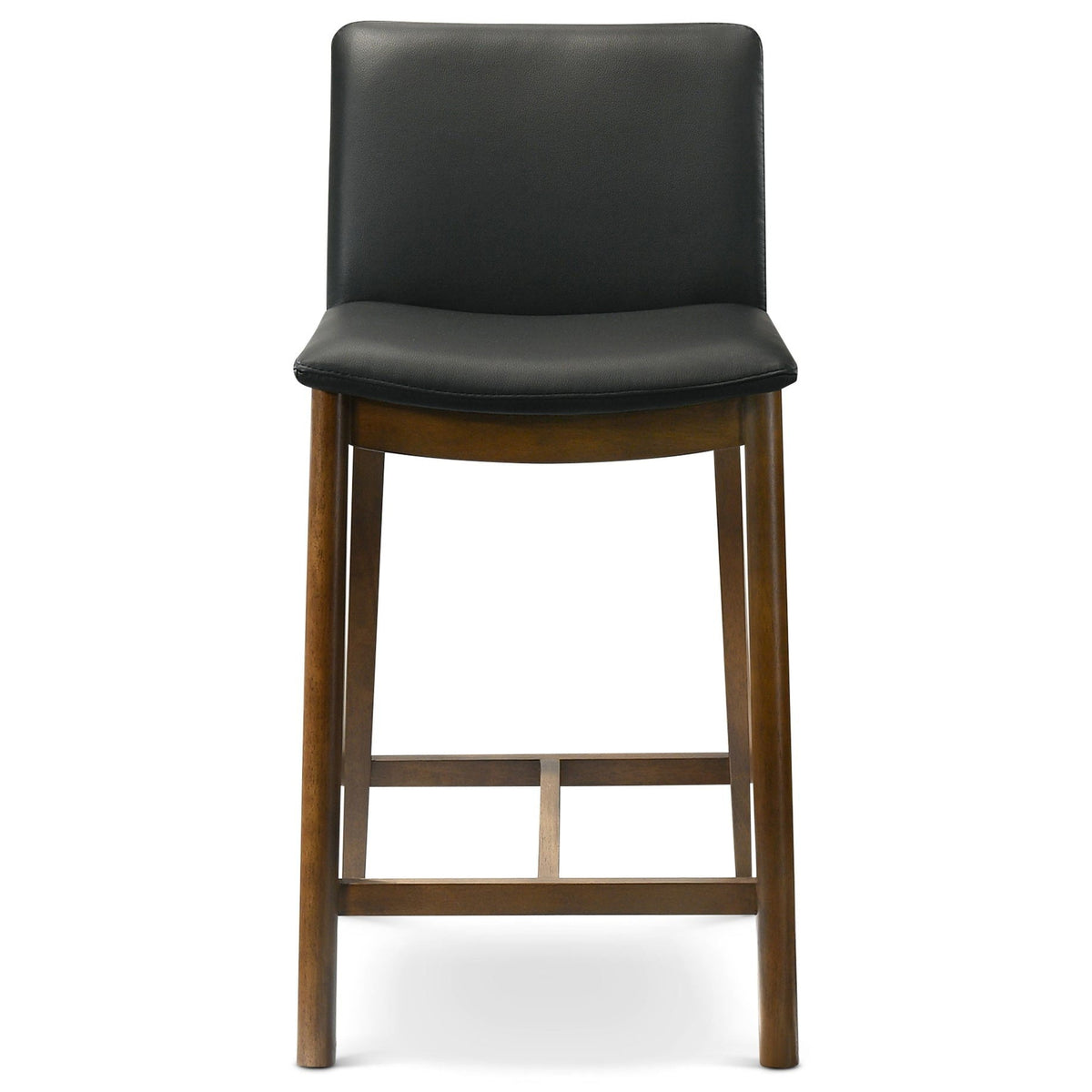 Mid-Century Counter Chair with Full-Back in black faux leather, wooden legs HouseOfZazla on Tampa Home & Garden Store