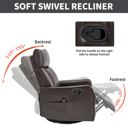 Brown faux leather heat massage manual recliner chair with remote and footrest by HouseOfZazla on Tampa Home & Garden Store