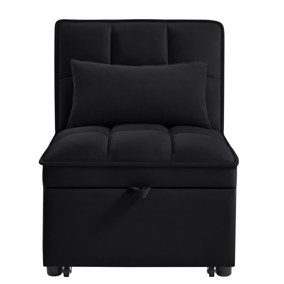 Single Velvet Sofa Bed with Storage Pockets