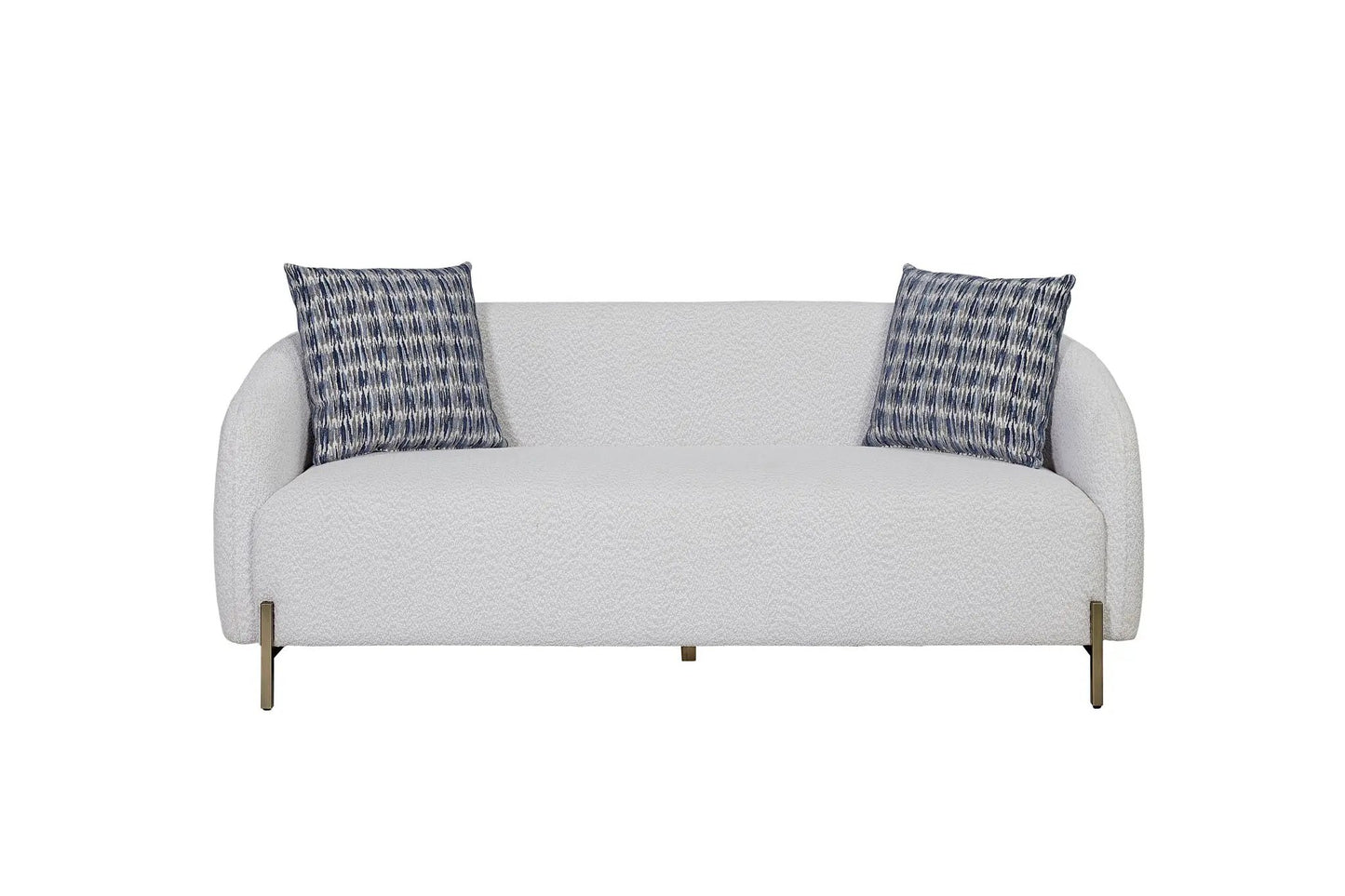 Rounded Sofa - White, sofa with textured fabric and blue cushions Unique Piece Furniture on Tampa Home & Garden Store