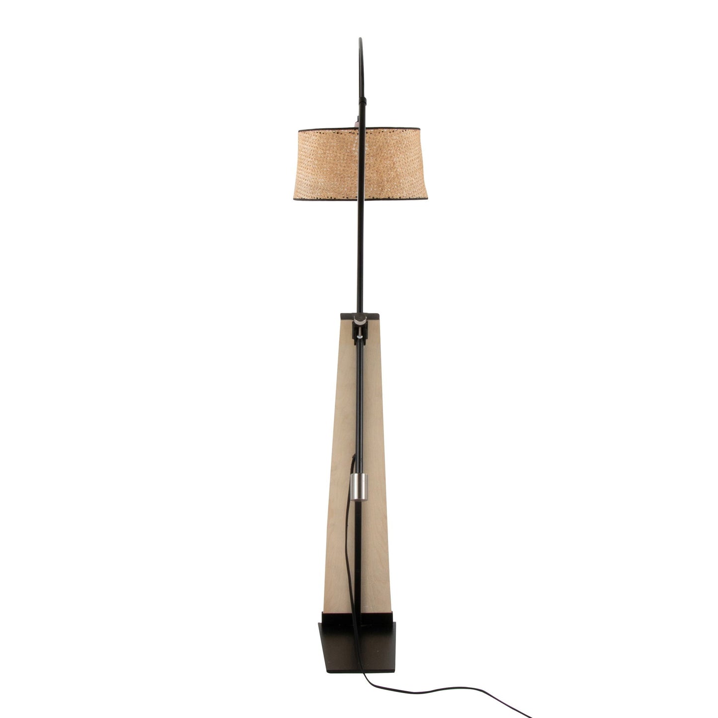 Robyn mid-century modern floor lamp with natural woven shade and black stem HouseOfZazla on Tampa Home & Garden Store