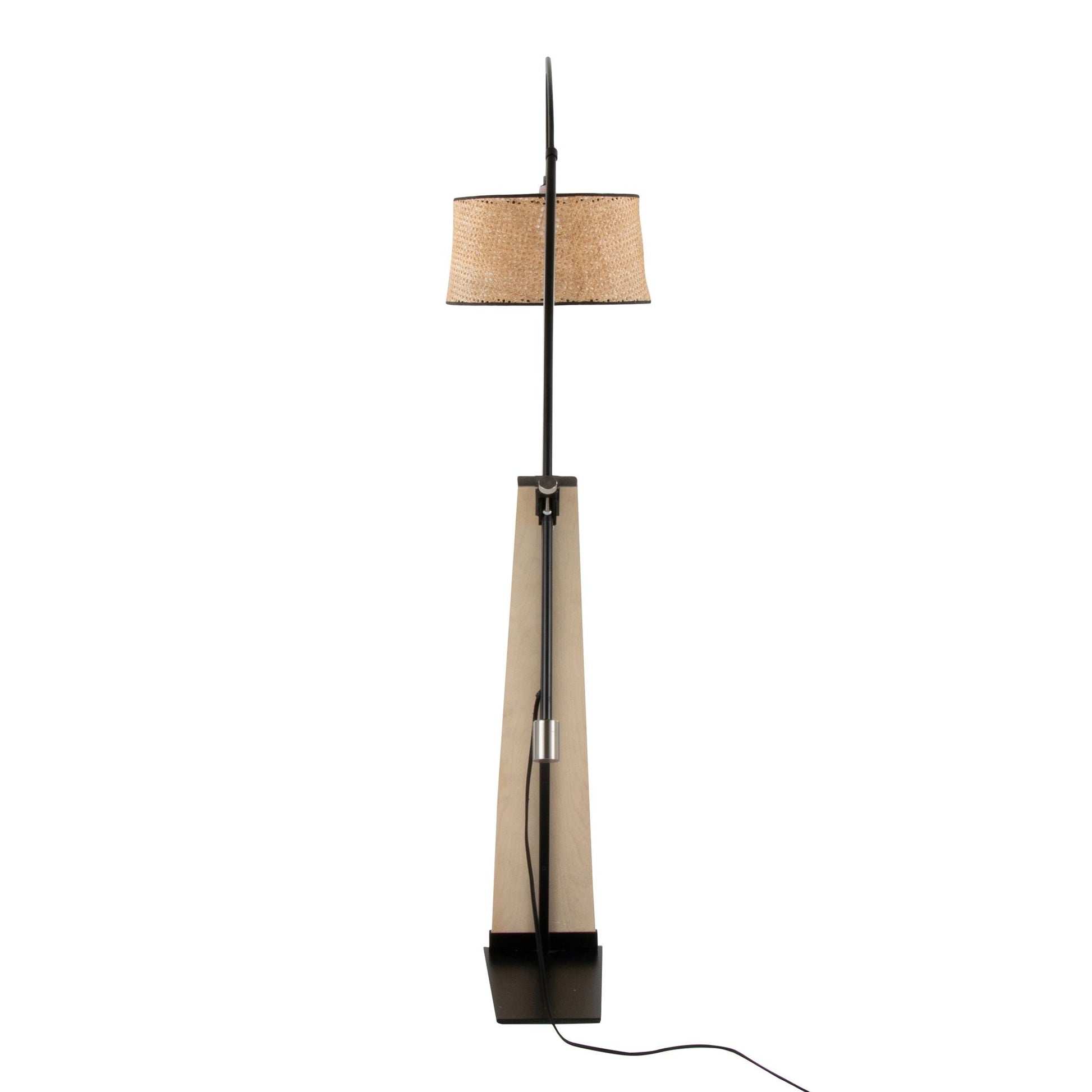 Robyn mid-century modern floor lamp with natural woven shade and black stem HouseOfZazla on Tampa Home & Garden Store