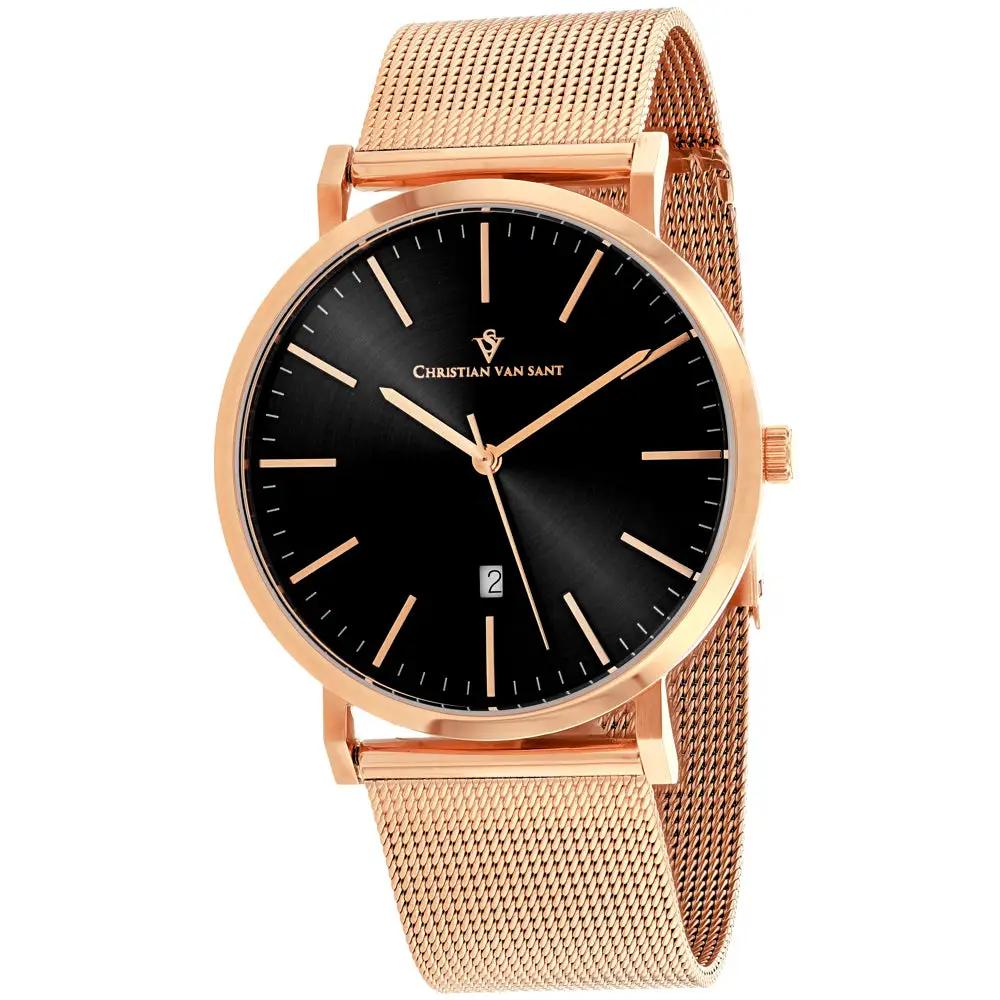Christian Van Sant Paradigm men's watch with rose gold mesh band and black dial on Tampa Home & Garden Store