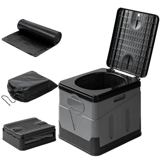 GemGear portable camping toilet with foldable design, lid, carry bag, and trash bags on Tampa Home & Garden Store