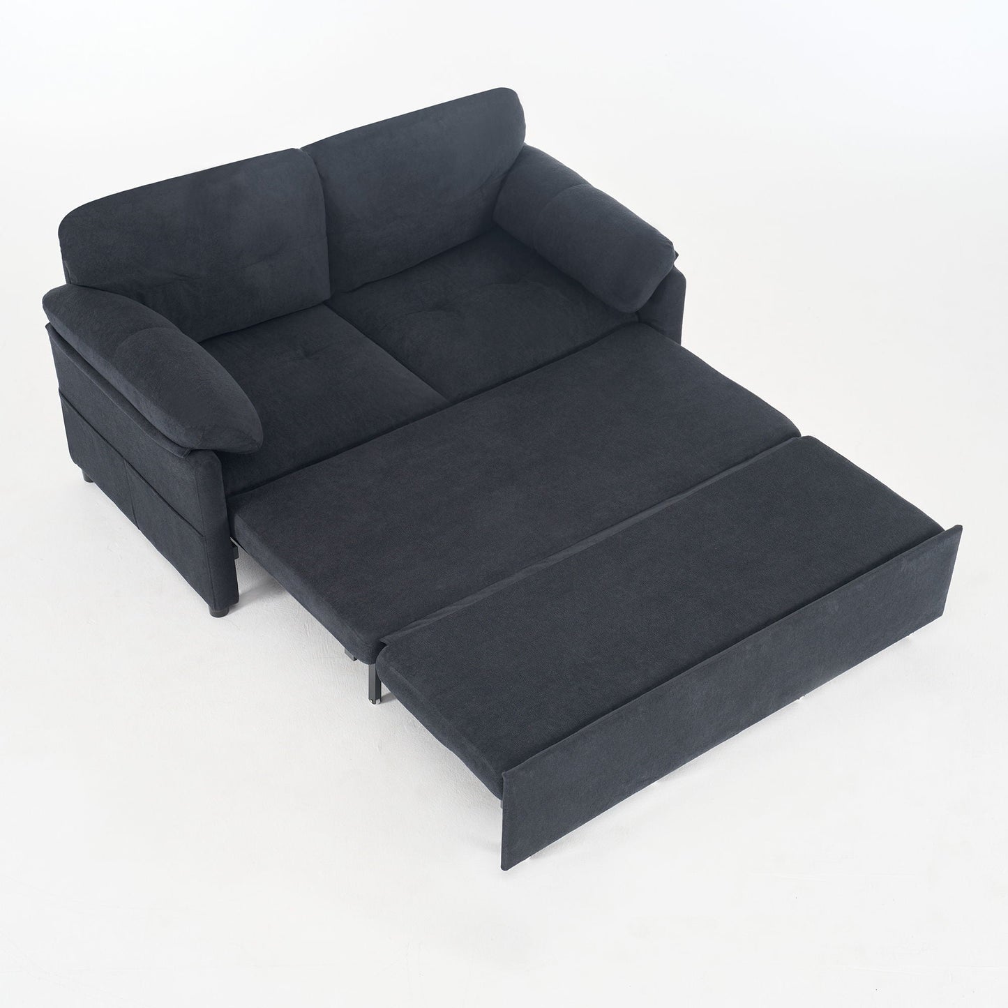 HouseOfZazla convertible sofa bed 3-in-1 sleeper ottoman in dark charcoal fabric with storage on Tampa Home & Garden Store