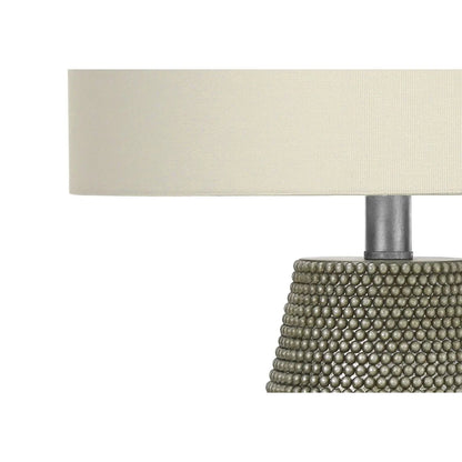 Table lamp resin gray beaded-texture base with beige fabric shade Unique Piece Furniture on Tampa Home & Garden Store