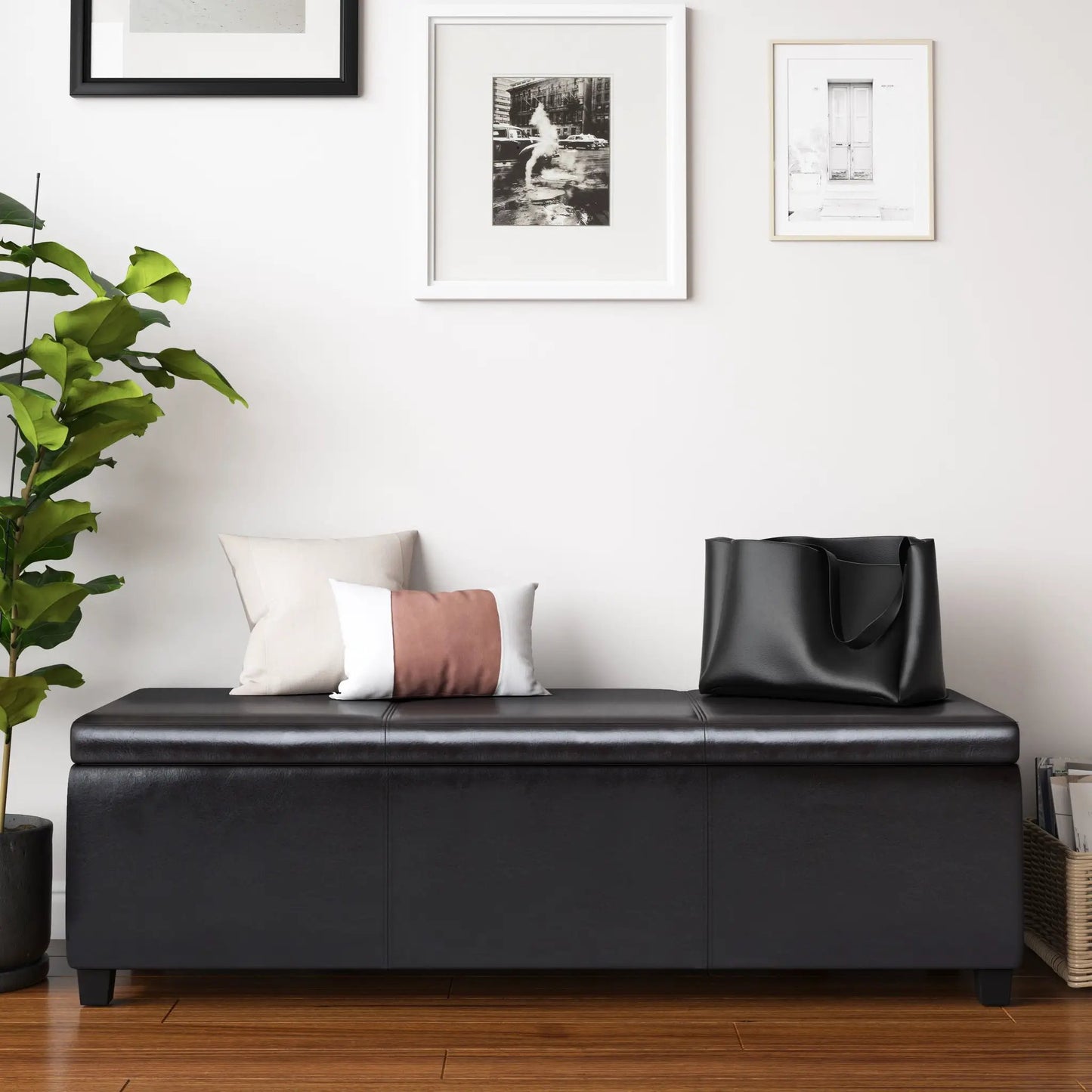 Avalon multifunctional storage ottoman bench in black leather by Unique Piece Furniture on Tampa Home & Garden Store