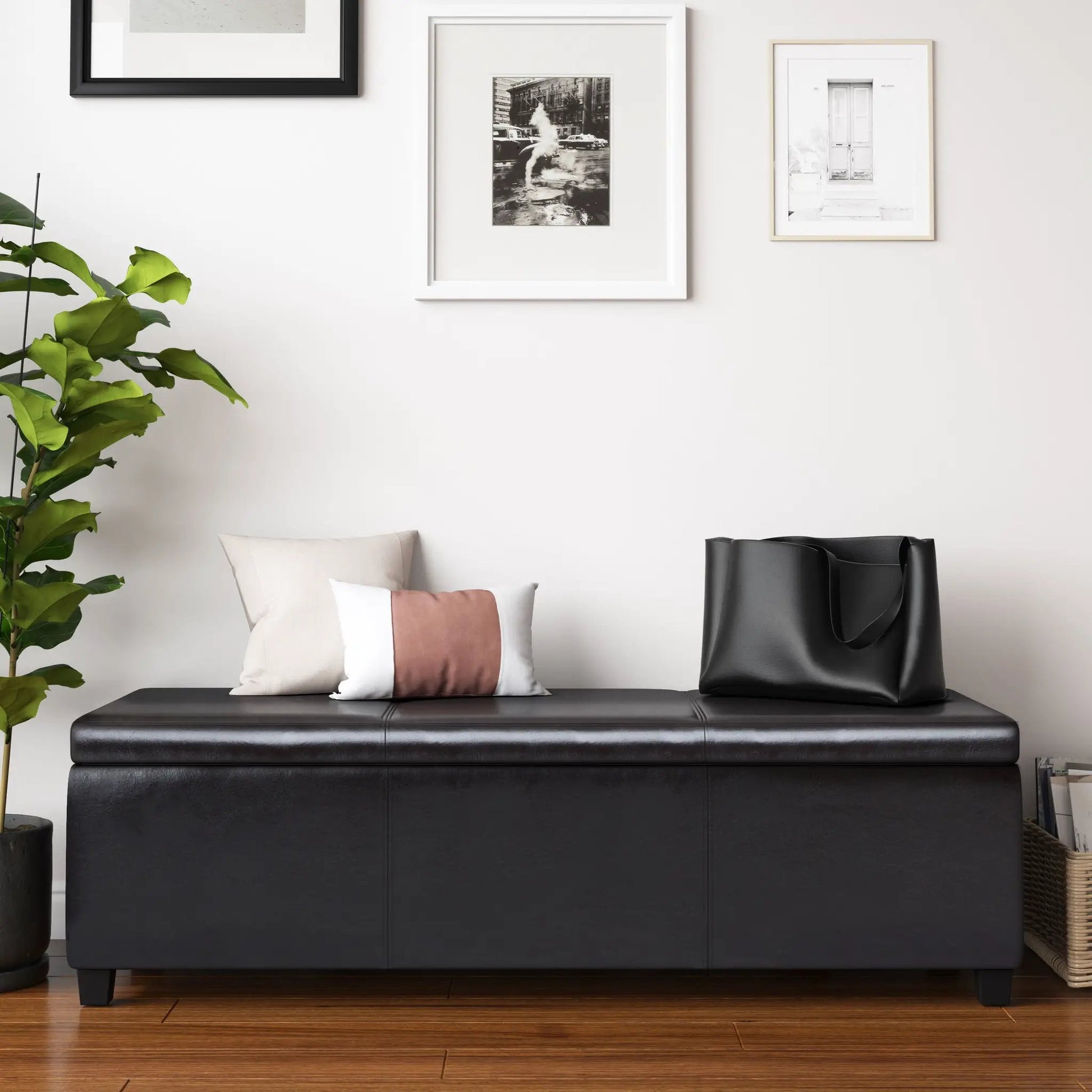 Avalon multifunctional storage ottoman bench in black leather by Unique Piece Furniture on Tampa Home & Garden Store