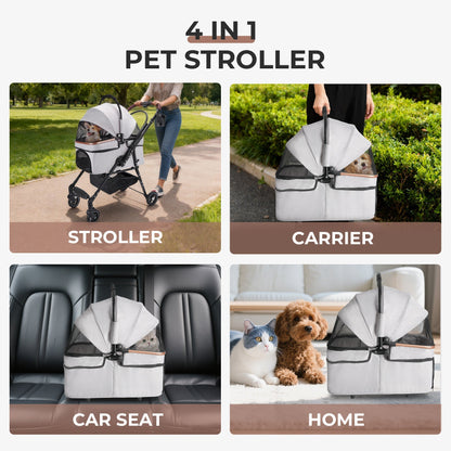 4-Wheel Foldable Pet Stroller for Dogs and Cats gray fabric by HouseOfZazla on Tampa Home & Garden Store