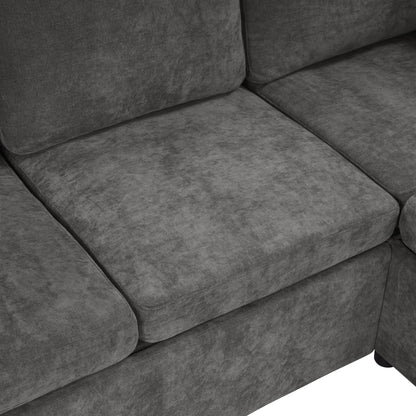 Modern L-shaped sleeper sectional sofa close-up in charcoal grey textured fabric on Tampa Home & Garden Store