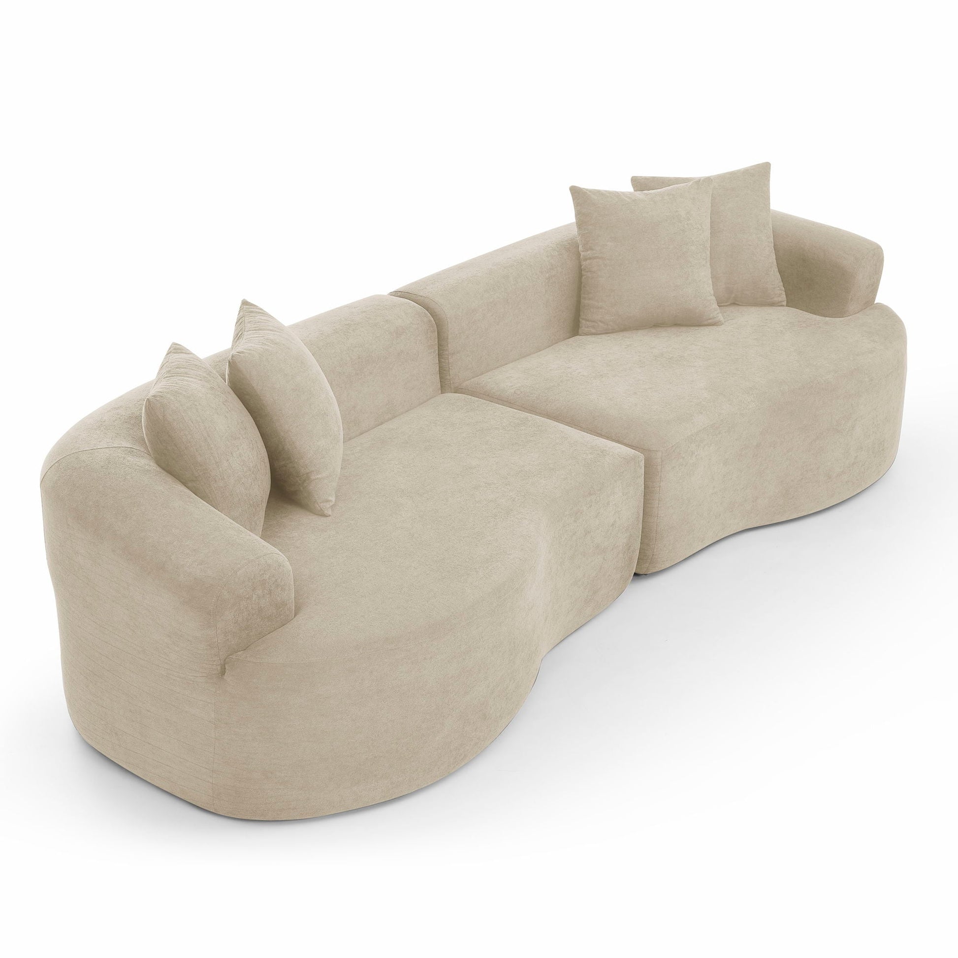 4 Seater Curved Cloud Sectional Sofa beige fabric stationary by HouseOfZazla on Tampa Home & Garden Store