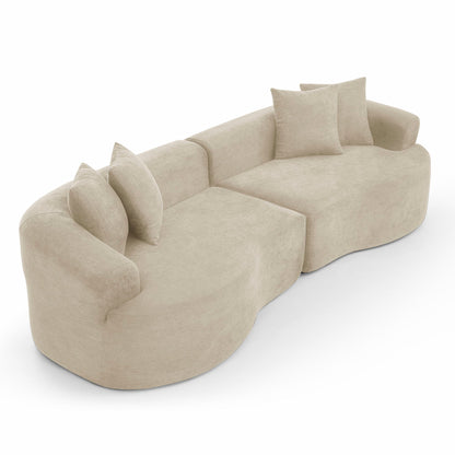 4 Seater Curved Cloud Sectional Sofa beige fabric stationary by HouseOfZazla on Tampa Home & Garden Store