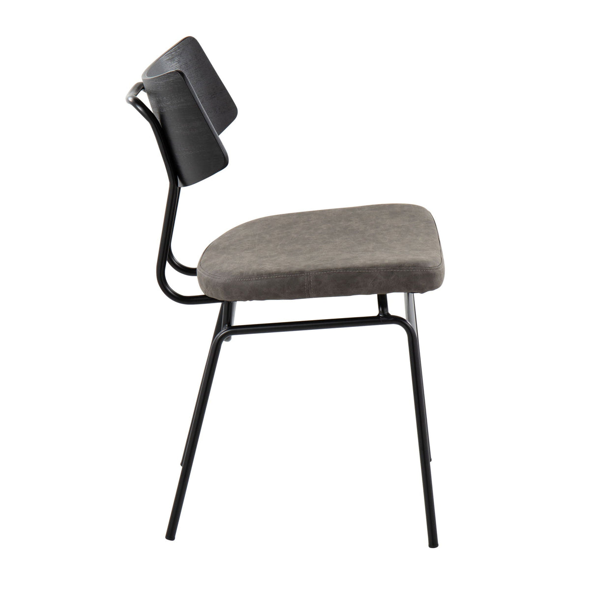 Mid Century Modern chair set of 2 with upholstered gray seats and black metal frame on Tampa Home & Garden Store