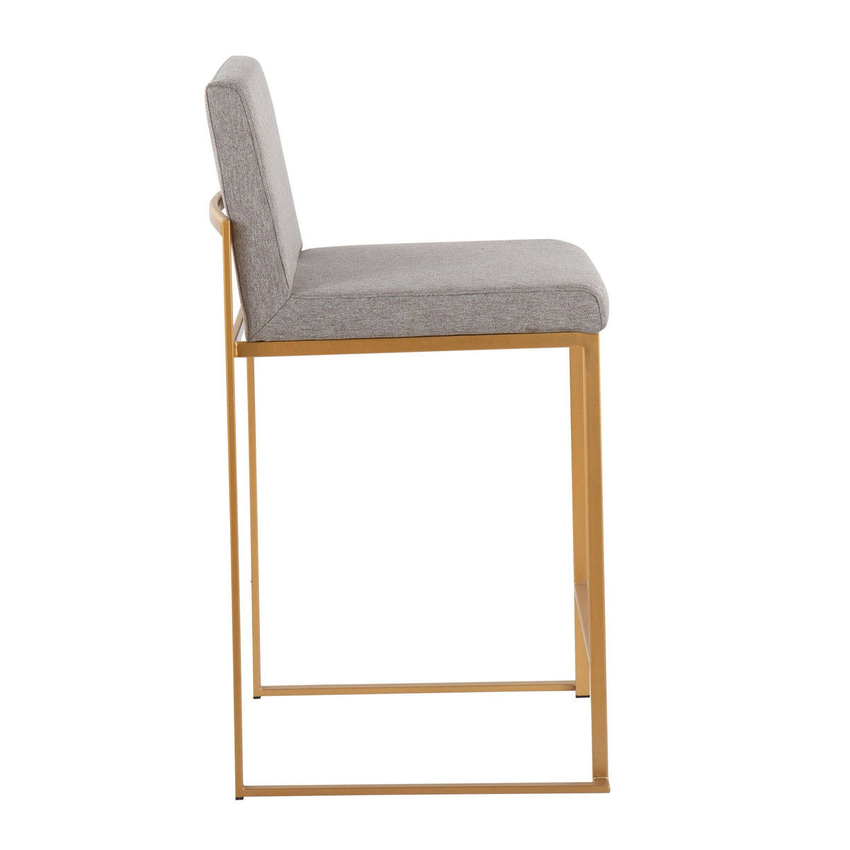 Contemporary high back counter stool with gray upholstered seat and gold frame by HouseOfZazla on Tampa Home & Garden Store