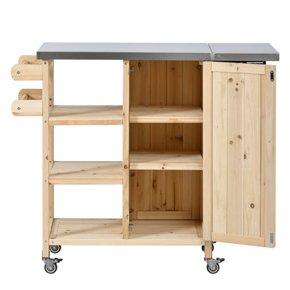 Foldable kitchen island with stainless top and wood cabinet on casters by HouseOfZazla on Tampa Home & Garden Store