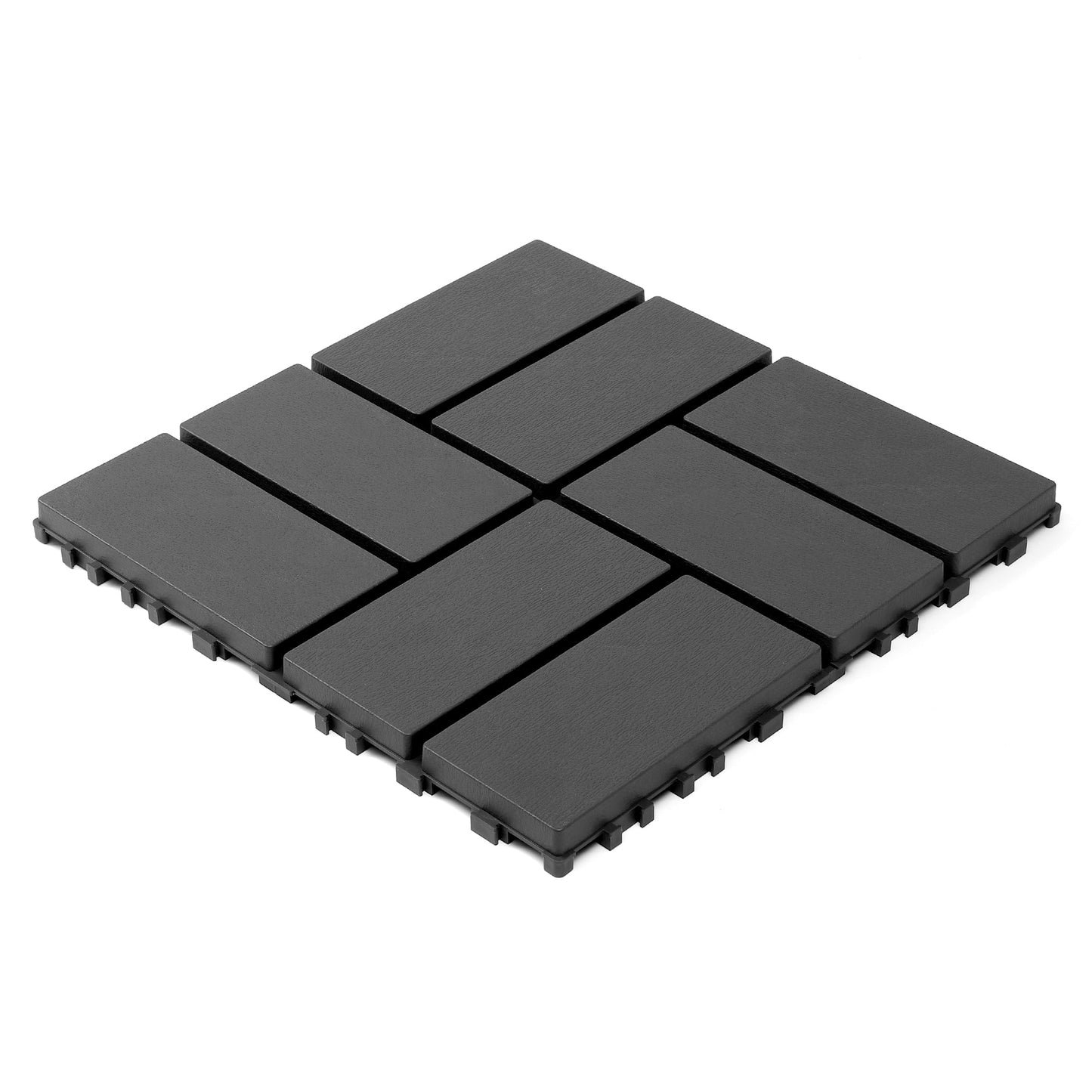 Set of 44 Plastic Interlocking Decking Tiles