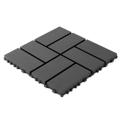 Set of 44 Plastic Interlocking Decking Tiles