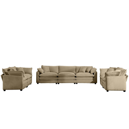 HouseOfZazla 3-piece living room set in beige corduroy with deep seats and flexible layout on Tampa Home & Garden Store