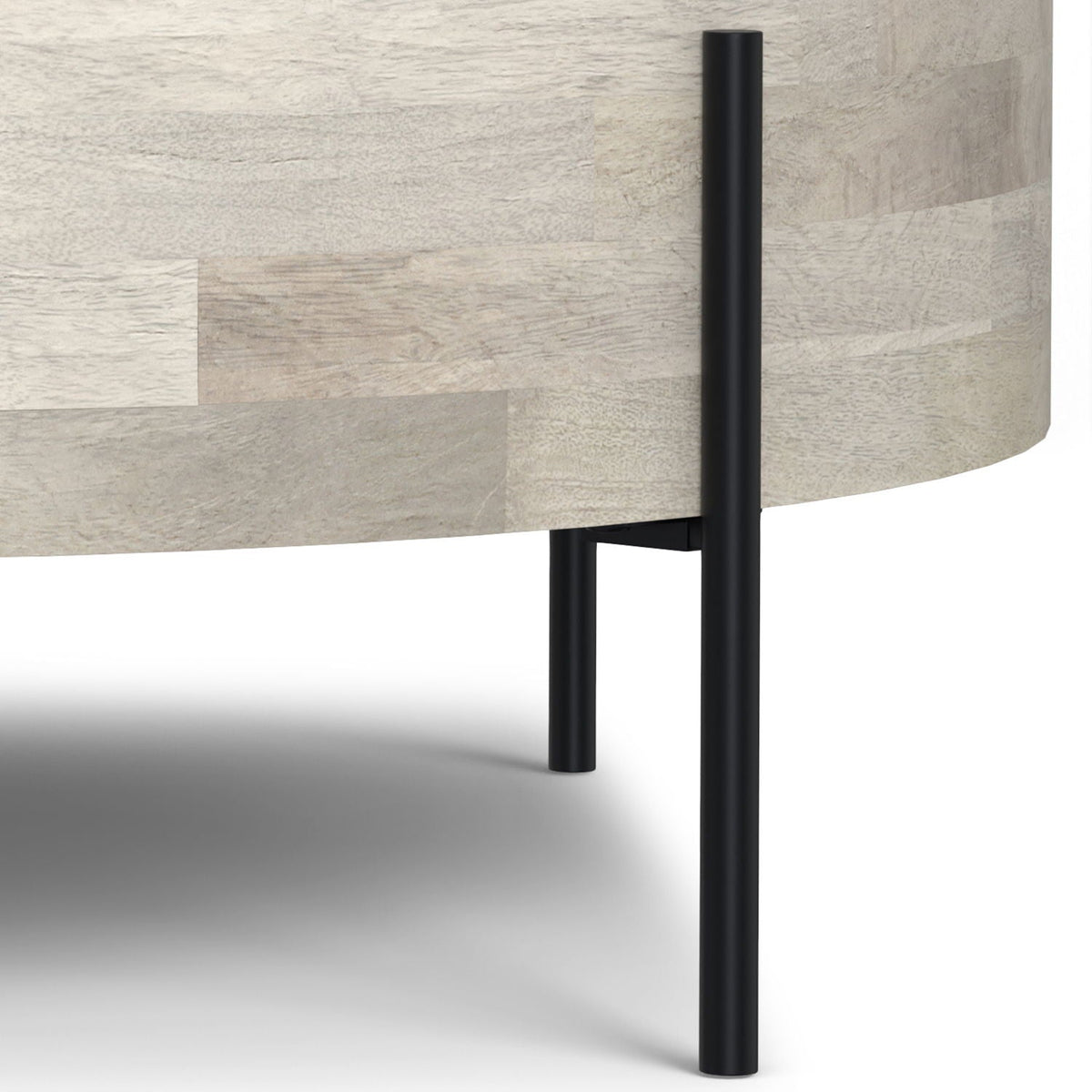 HouseOfZazla coffee table in solid mango wood with light natural finish and black metal legs on Tampa Home & Garden Store