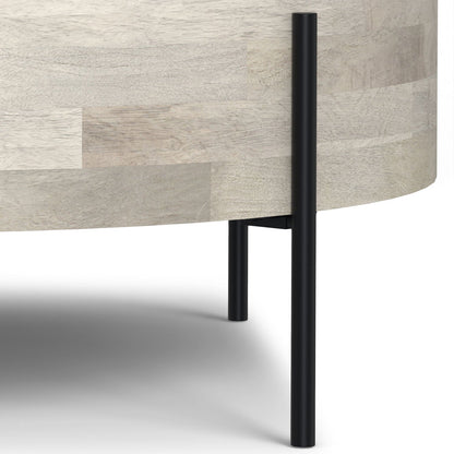 HouseOfZazla coffee table in solid mango wood with light natural finish and black metal legs on Tampa Home & Garden Store