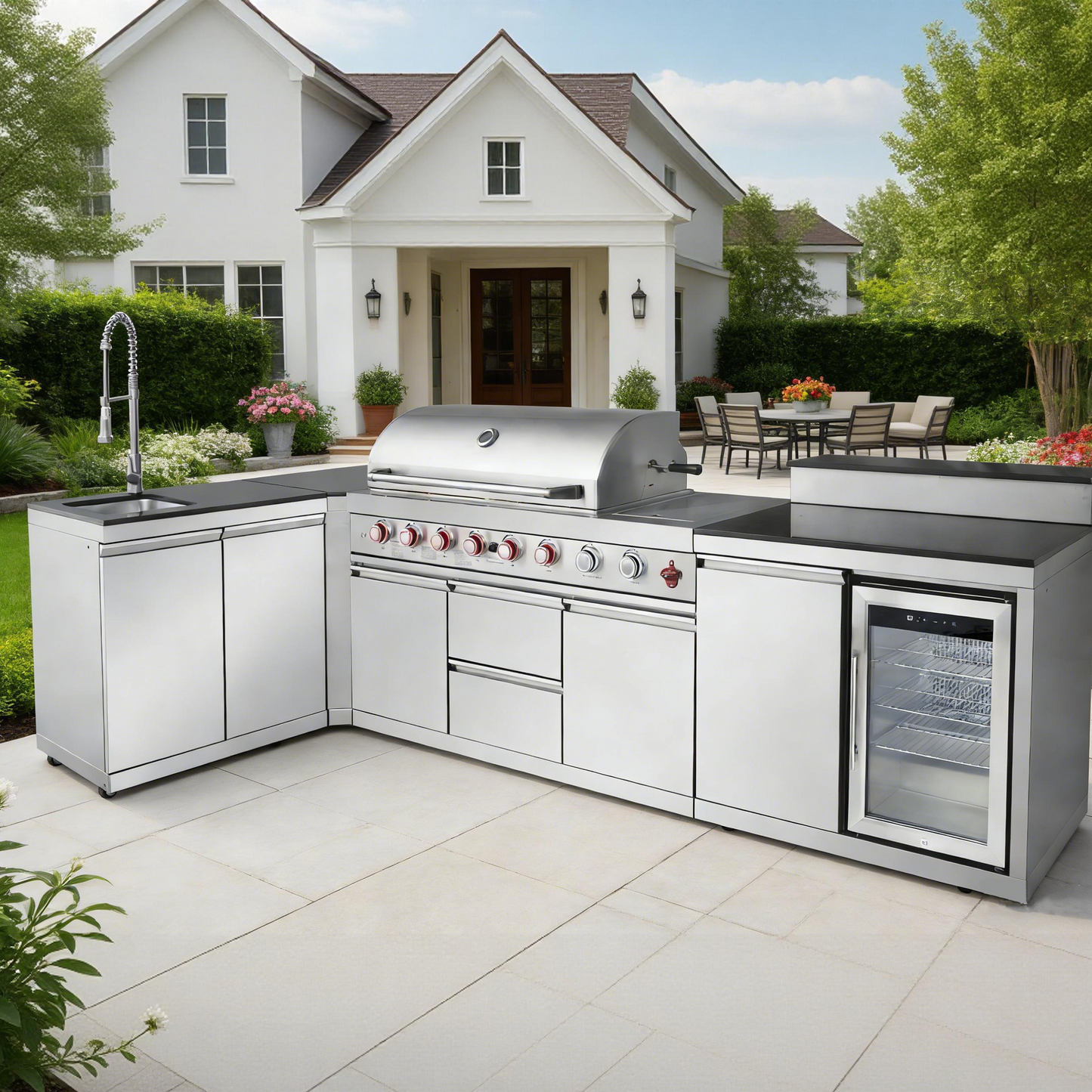 Outdoor Kitchen Island With Stainless Grill