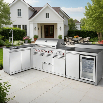 Outdoor Kitchen Island With Stainless Grill