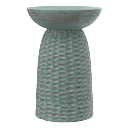 Boyd Handcrafted Accent Table, turquoise textured pedestal base, Unique Piece Furniture on Tampa Home & Garden Store