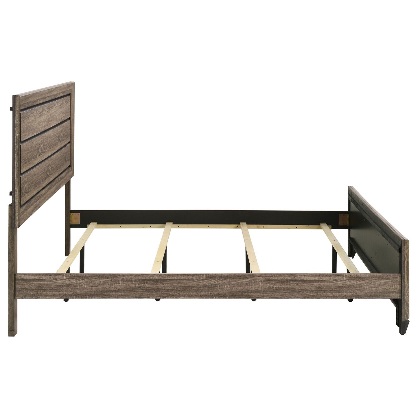Oatfield panel bed by HouseOfZazla in dark wood with 4-panel headboard and slat bed frame on Tampa Home & Garden Store