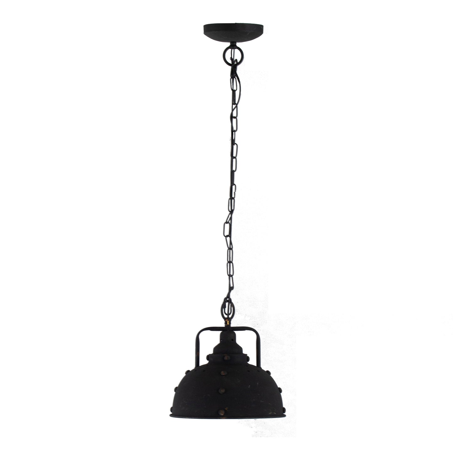 D10.4x11.4 hanging lamp, black metal dome pendant on chain on Tampa Home & Garden Store