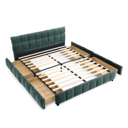 Modern Platform Bed and Thick Fabric Headboard