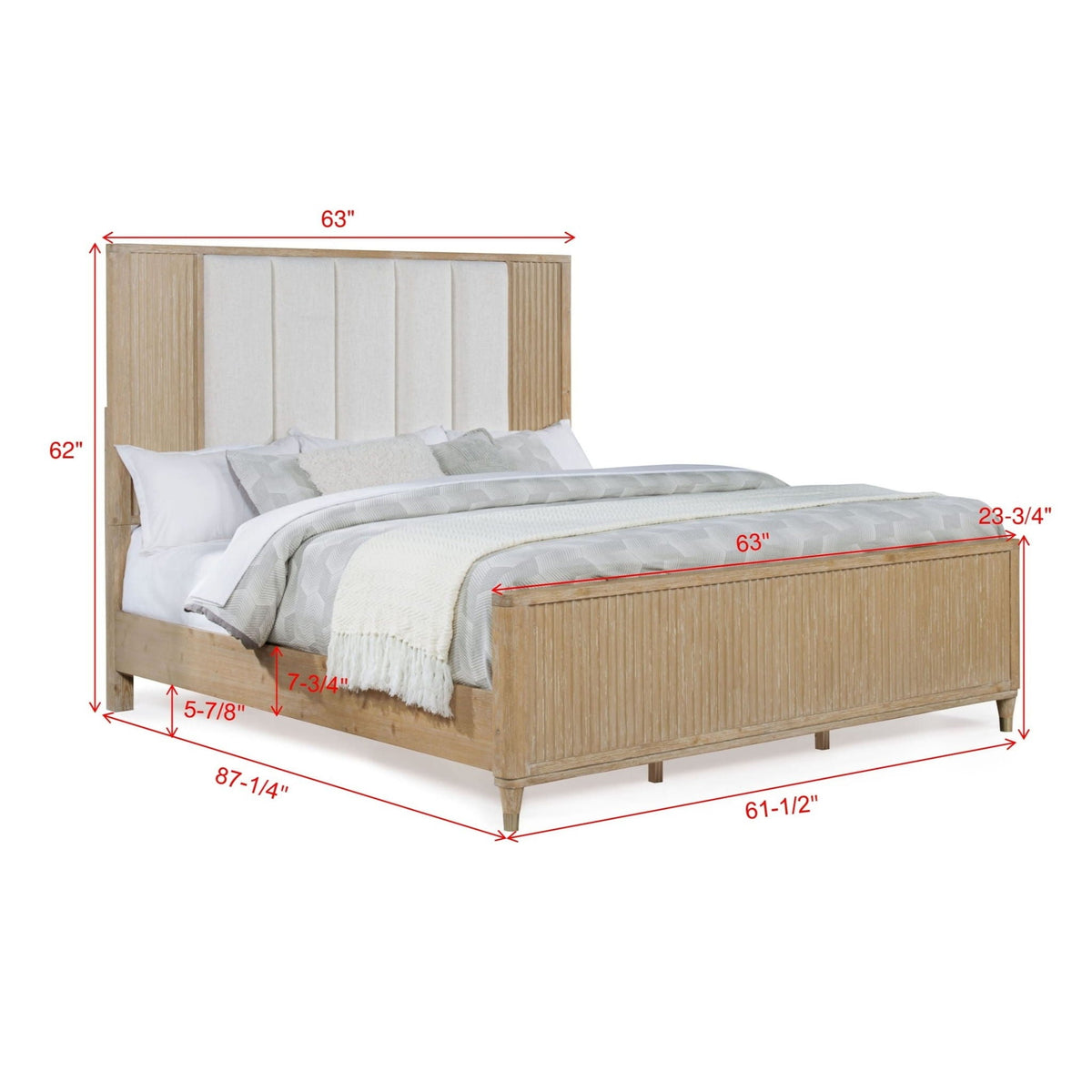 Modern High Headboard Bed And Wood Finish