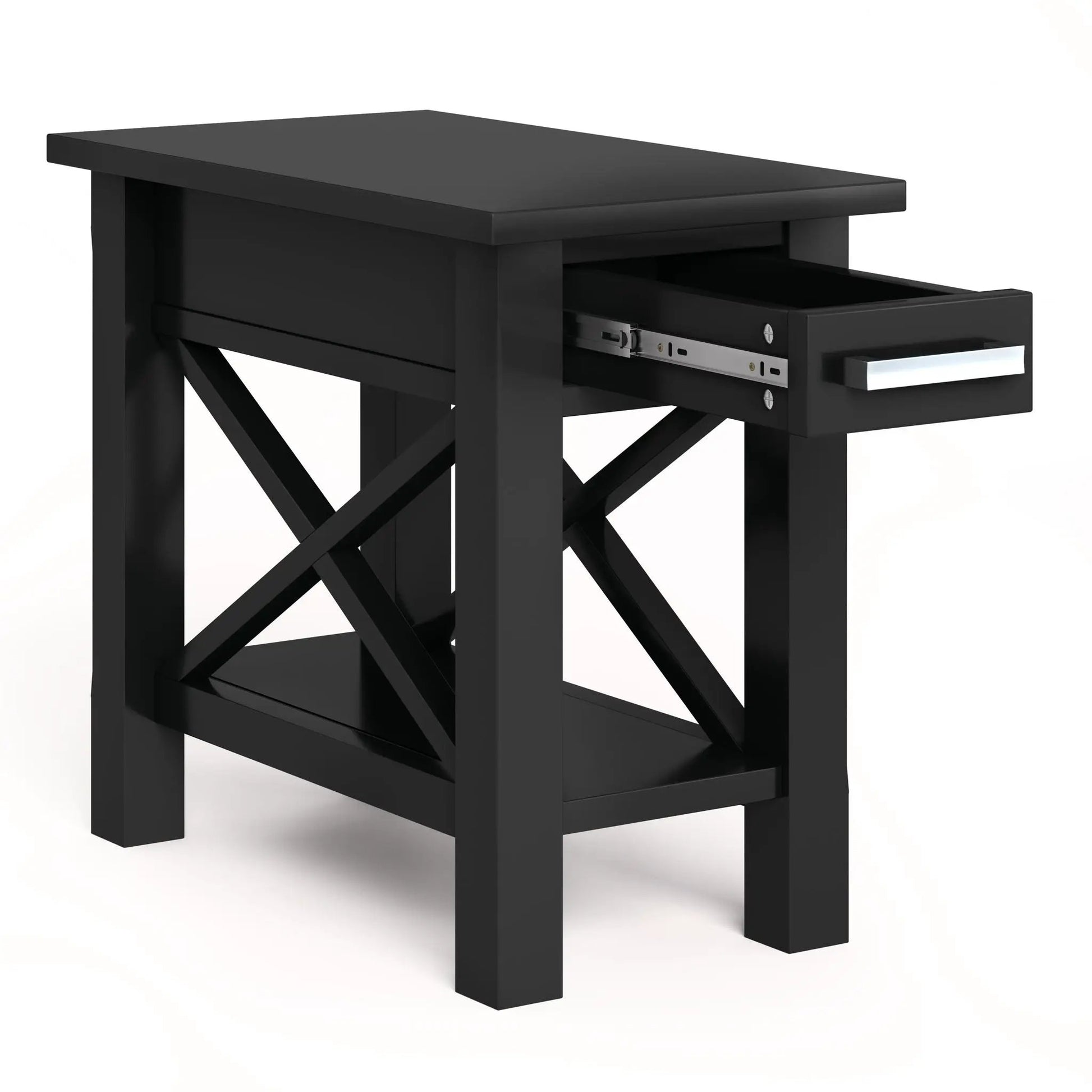Black Kitchener console table with drawer and cross-brace legs Unique Piece Furniture on Tampa Home & Garden Store