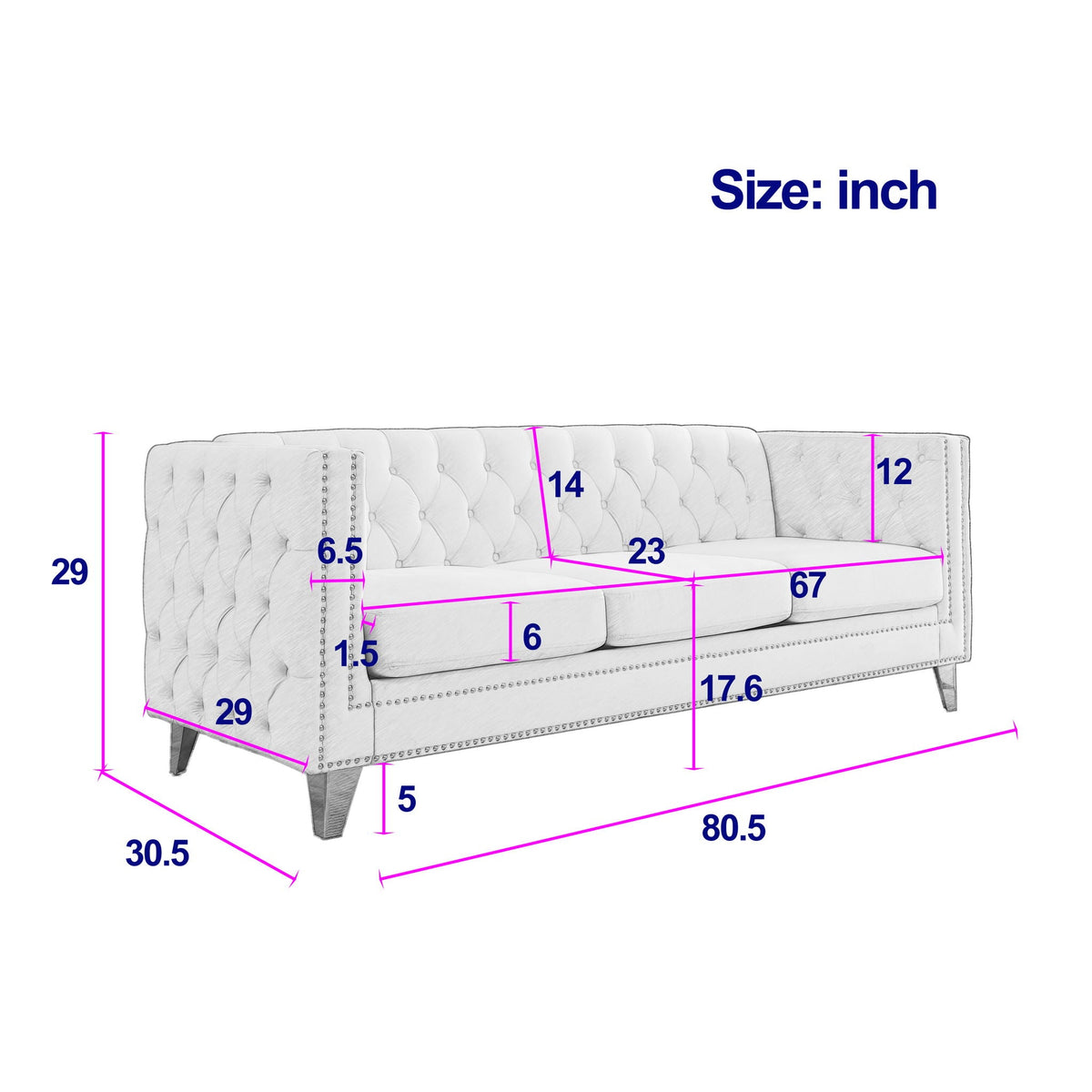 Upholstered Chesterfield Sofa for Living Room