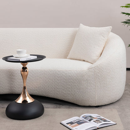 Minimalist curved sofa, 3 seater in cream boucle fabric by HouseOfZazla with cushions on Tampa Home & Garden Store