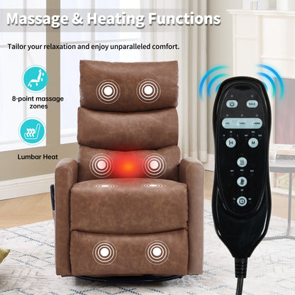 Heat Massage Manual Recliner Chair with Rocker Swivel by HouseOfZazla brown leather on Tampa Home & Garden Store