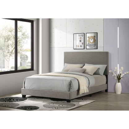 Efram panel bed upholstered in gray fabric with platform frame by HouseOfZazla on Tampa Home & Garden Store