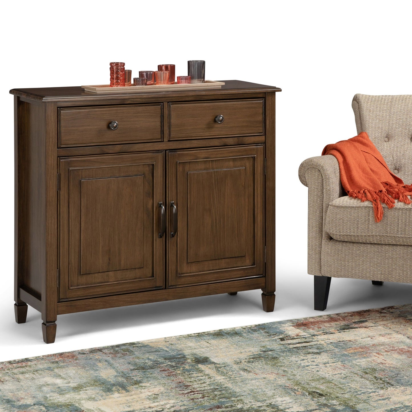 Connaught Entryway Storage Cabinet in dark wood with paneled doors by HouseOfZazla on Tampa Home & Garden Store