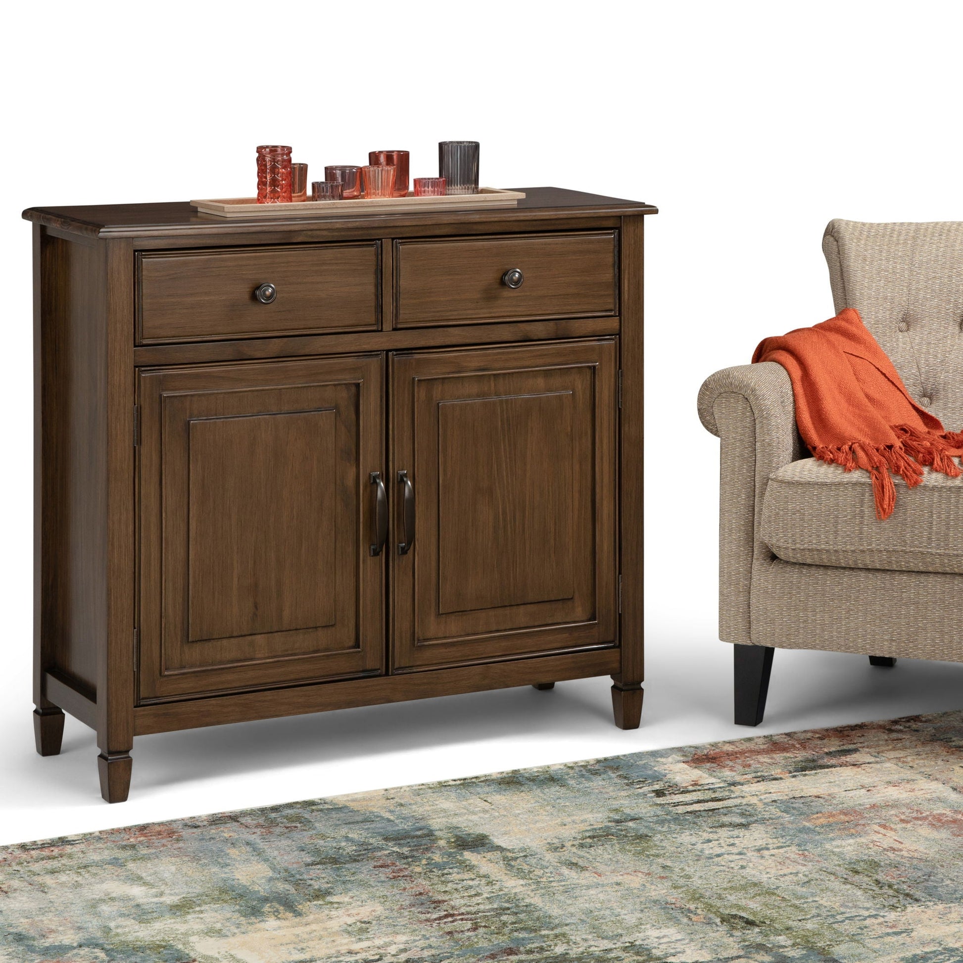 Connaught Entryway Storage Cabinet in dark wood with paneled doors by HouseOfZazla on Tampa Home & Garden Store