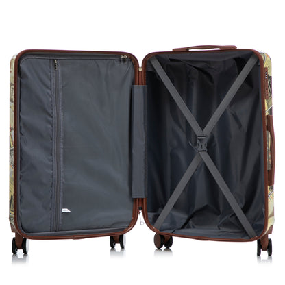 HouseOfZazla 3-Piece Spinner Luggage Set with Printed Pattern, interior mesh pockets on Tampa Home & Garden Store