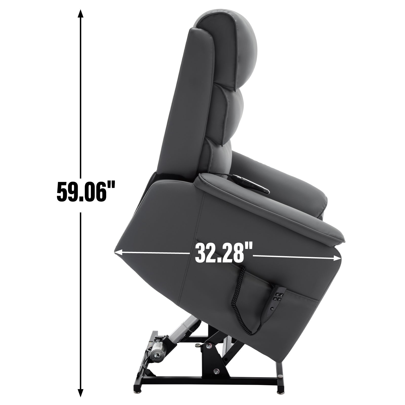 Grey Cat-Proof Leather Dual Motor Power Lift Recliner Chair with infinite positions on Tampa Home & Garden Store