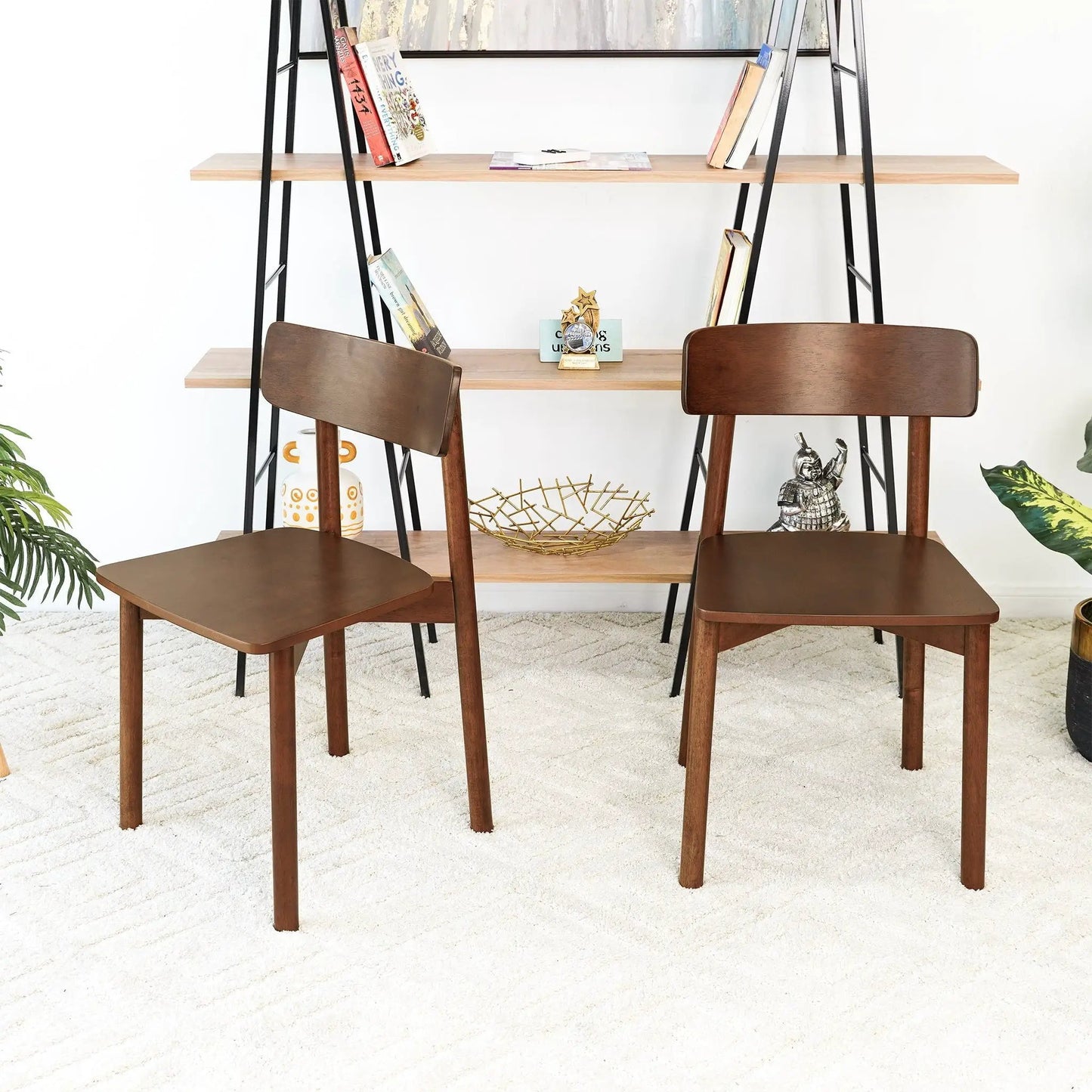 Elegant Walnut Dining Chair Set of 2 Mid Century