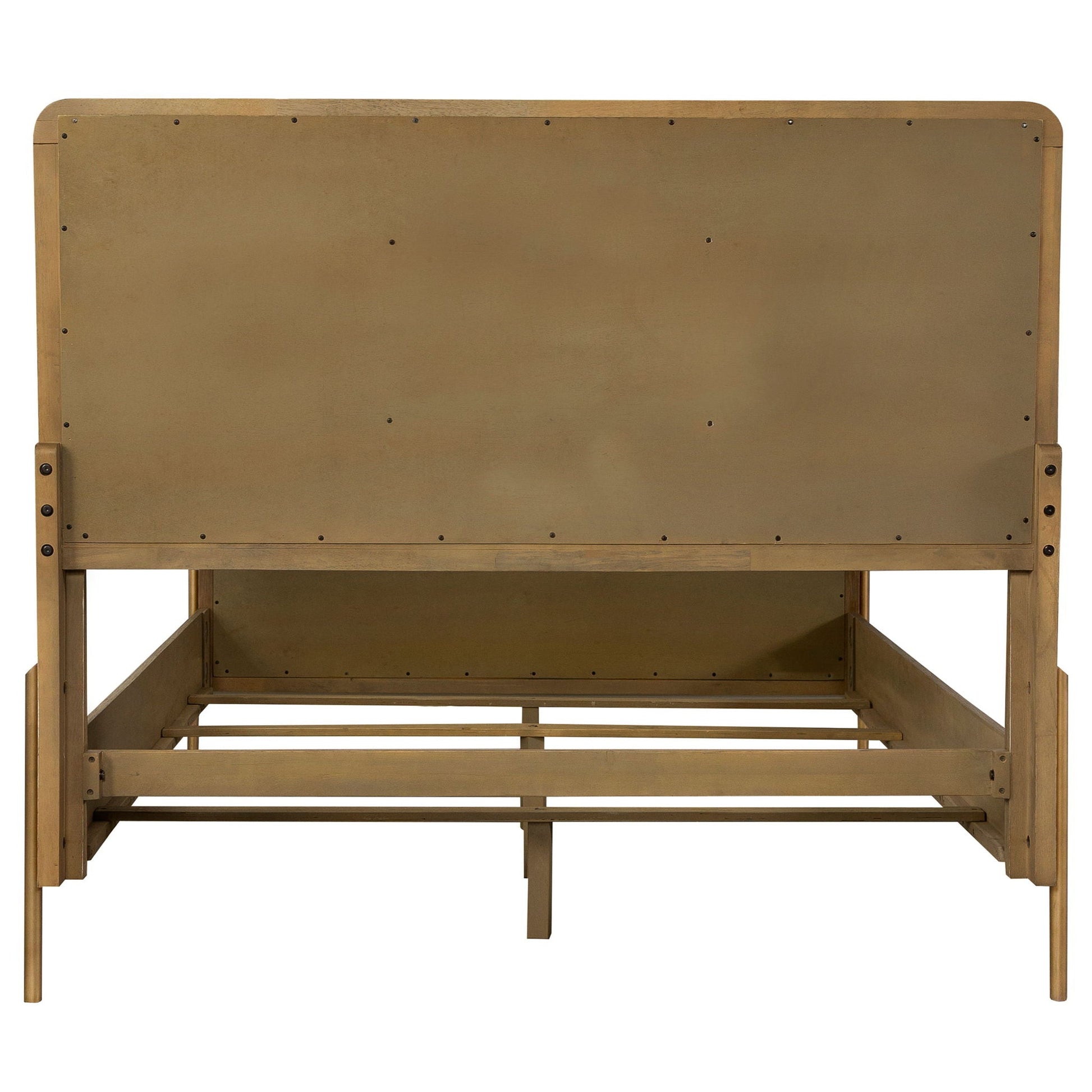 Stevie Panel Bed by HouseOfZazla, natural wood platform bed frame with panel headboard on Tampa Home & Garden Store