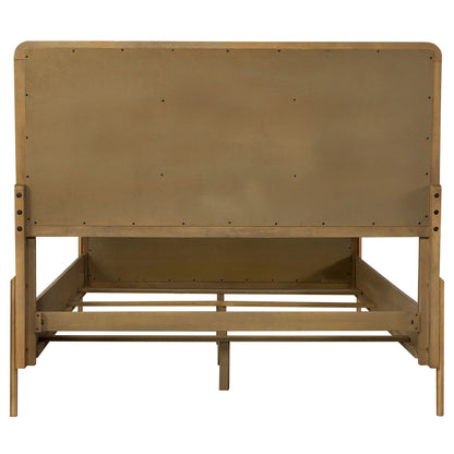 Stevie Panel Bed by HouseOfZazla, natural wood platform bed frame with panel headboard on Tampa Home & Garden Store