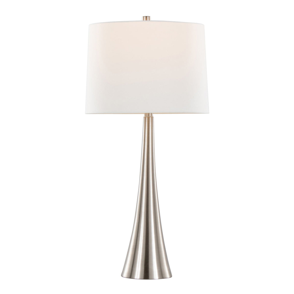 Diana Contemporary Table Lamp set of 2 with white drum shade and brushed nickel base on Tampa Home & Garden Store