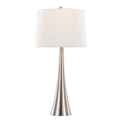 Diana Contemporary Table Lamp set of 2 with white drum shade and brushed nickel base on Tampa Home & Garden Store