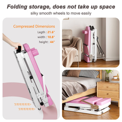 Foldable Pilates Core Bed by HouseOfZazla in pink with compact wheels for easy storage on Tampa Home & Garden Store